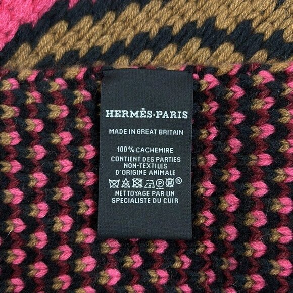 HERMES - Pink Bordeaux Multi Cashmere Scarf 501-032625 - Picture 7 of 7
